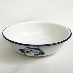Butterfly Brand Enamel Blue White Koi Fish Rice Bowl Catch All Trinket Dish
